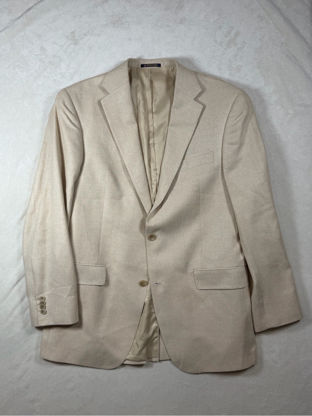 Hart Schaffner Marx 40R Botto Giuseppe Biella Italy Wool Light Beige Sport Coat
